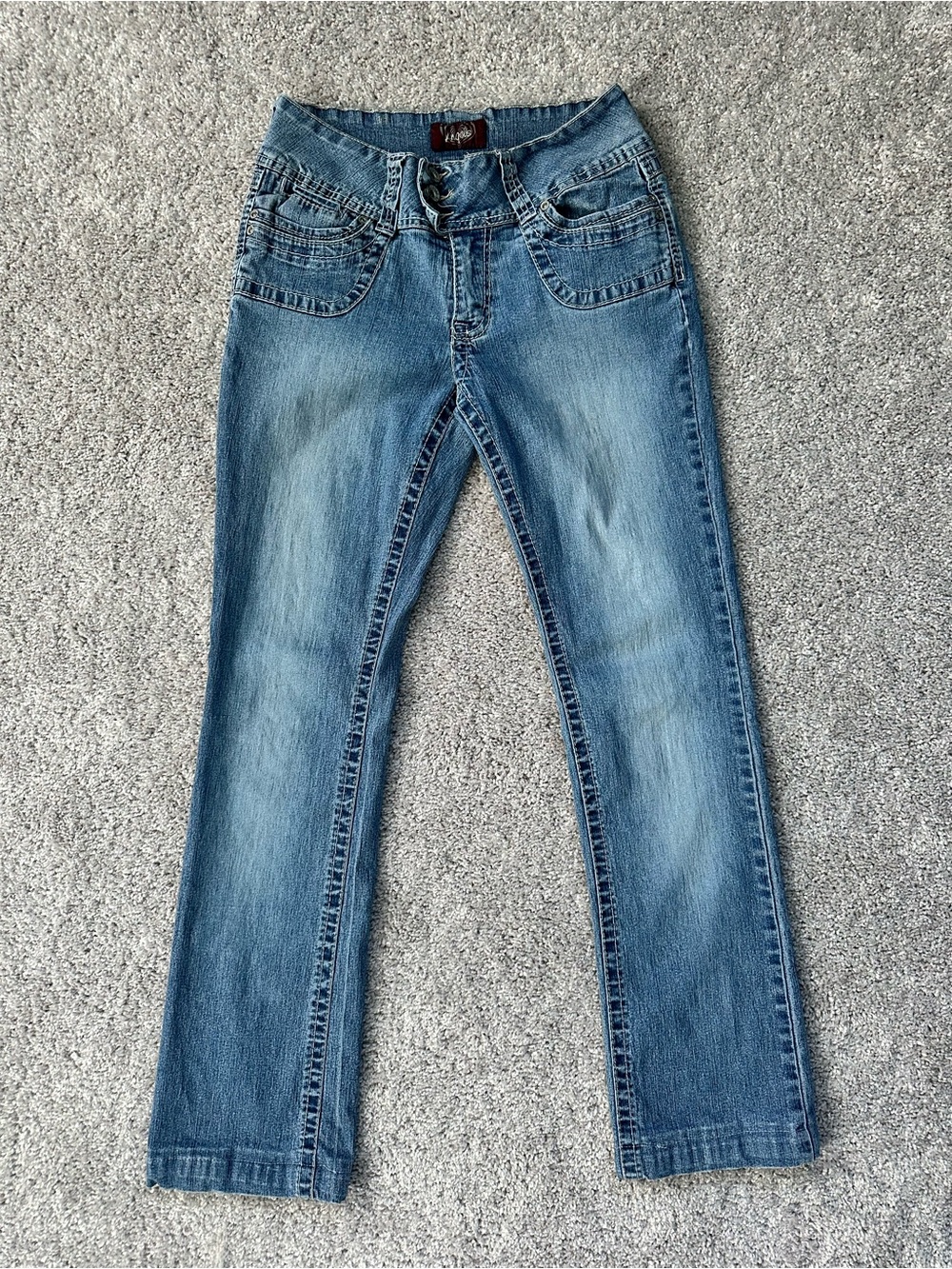 Y2K Angels Vintage Straight Leg Jeans in Light Blue Wash